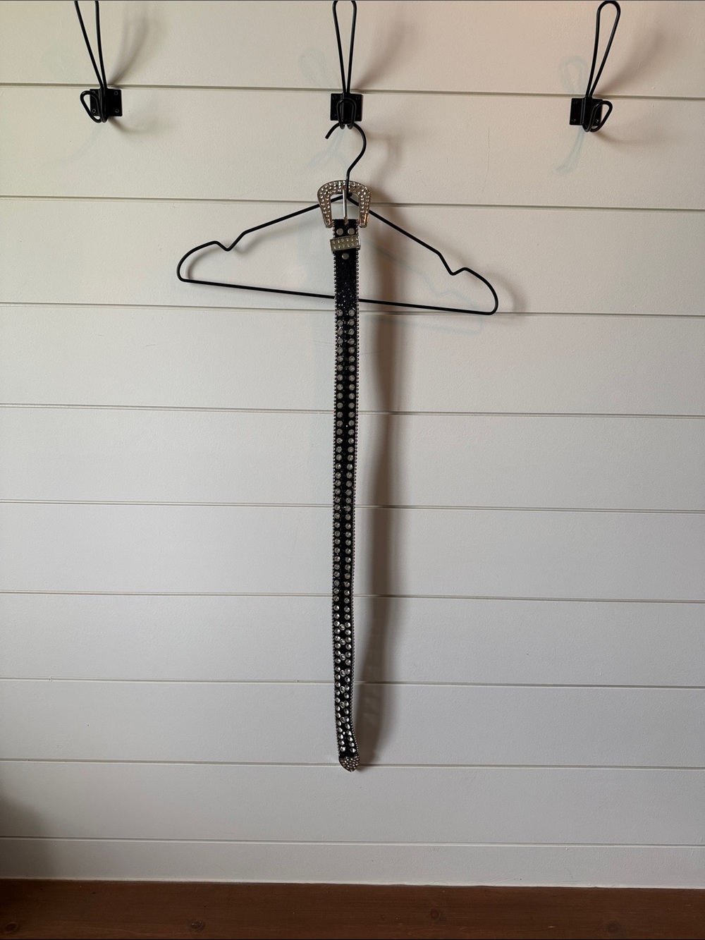 Black Rhinestone Studded Western Belt